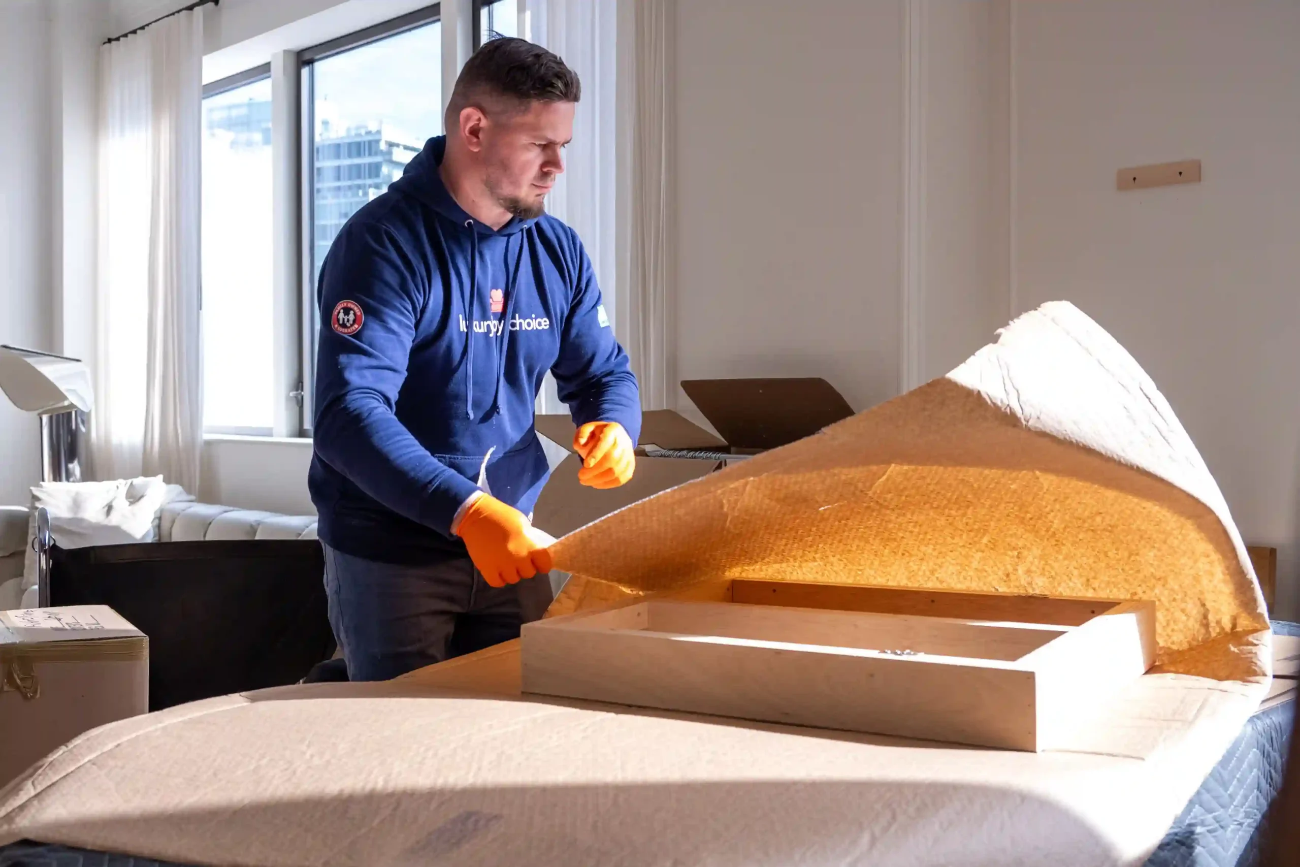 White glove packing by a member of Empire Movers and Storage