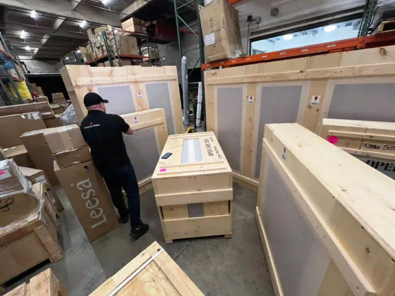 Professional movers Flushing NY. Interior design receiving warehouse of Empire Movers and Storage and a freshly received interior design load.